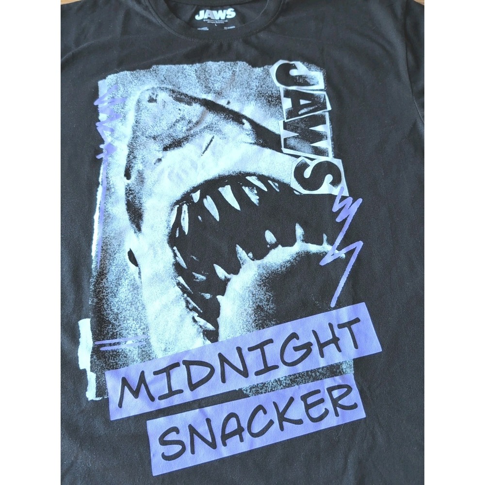 Jaws Midnight Snacker Universal Studios Sz L Mens Black T Shirt Cotton Blend NWT